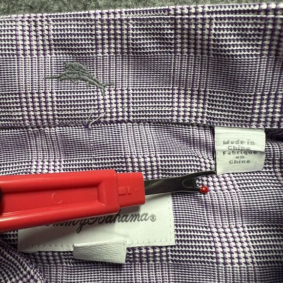 Tommy Bahama Button Up Shirt Men's 17.5 34/35 Purple Pattern Long Sleeve - Picture 3 of 6